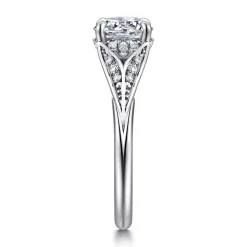 Clearance Gabriel & Co. Taye - 14K White Gold Split Shank Round Diamond Engagement Ring