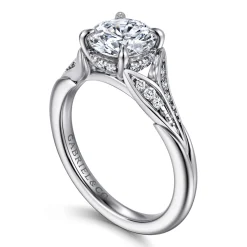 Clearance Gabriel & Co. Taye - 14K White Gold Split Shank Round Diamond Engagement Ring