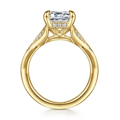 Best Gabriel & Co. Taye - 14K Yellow Gold Split Shank Emerald Cut Diamond Engagement Ring