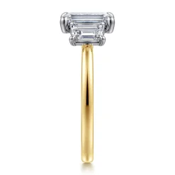Outlet Gabriel & Co. Thalina - 14K White-Yellow Gold Emerald Cut Three Stone Diamond Engagement Ring