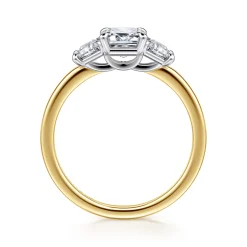 Online Gabriel & Co. Thalina - 14K White-Yellow Gold Emerald Cut Three Stone Diamond Engagement Ring