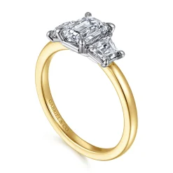 Online Gabriel & Co. Thalina - 14K White-Yellow Gold Emerald Cut Three Stone Diamond Engagement Ring