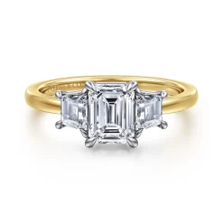 Online Gabriel & Co. Thalina - 14K White-Yellow Gold Emerald Cut Three Stone Diamond Engagement Ring