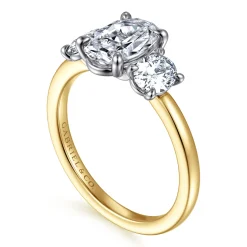 Outlet Gabriel & Co. Thalina - 14K White-Yellow Gold Oval Three Stone Diamond Engagement Ring