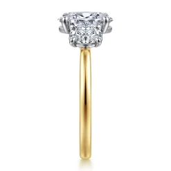 Outlet Gabriel & Co. Thalina - 14K White-Yellow Gold Oval Three Stone Diamond Engagement Ring