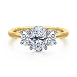 Online Gabriel & Co. Thalina - 14K White-Yellow Gold Oval Three Stone Diamond Engagement Ring