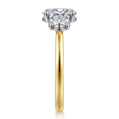 Online Gabriel & Co. Thalina - 14K White-Yellow Gold Oval Three Stone Diamond Engagement Ring