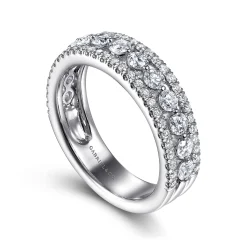 Discount Gabriel & Co. Thebe - Wide 14K White Gold Diamond Anniversary Band - 1.12 ct