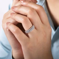 Discount Gabriel & Co. Thebe - Wide 14K White Gold Diamond Anniversary Band - 1.12 ct
