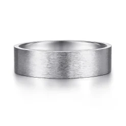 Outlet Gabriel & Co. Theodore - 14K White Gold 6mm - Men's Wedding Band in Horizontal Brush Finish
