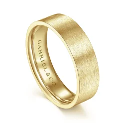Hot Gabriel & Co. Theodore - 14K Yellow Gold 6mm - Men's Wedding Band in Horizontal Brush Finish