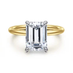 Gabriel & Co. Tiana - 14K White-Yellow Gold Emerald Cut Solitaire Diamond Engagement Ring
