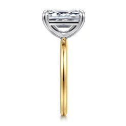Gabriel & Co. Tiana - 14K White-Yellow Gold Emerald Cut Solitaire Diamond Engagement Ring