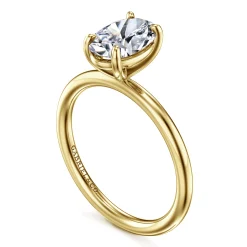 Outlet Gabriel & Co. Tiana - 14K Yellow Gold Oval Solitaire Diamond Engagement Ring