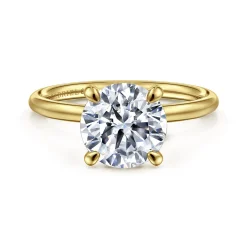 Sale Gabriel & Co. Tiana - 14K Yellow Gold Round Solitaire Diamond Engagement Ring