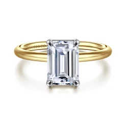 Discount Gabriel & Co. Tiana - 14K Yellow-White Gold Emerald Cut Solitaire Diamond Engagement Ring