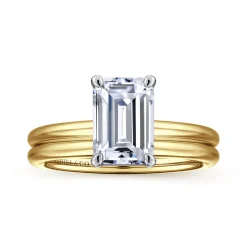 Discount Gabriel & Co. Tiana - 14K Yellow-White Gold Emerald Cut Solitaire Diamond Engagement Ring