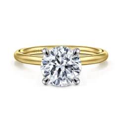 Best Gabriel & Co. Tiana - 14K Yellow-White Gold Round Solitaire Diamond Engagement Ring
