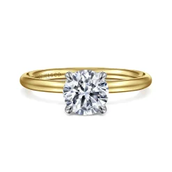 Clearance Gabriel & Co. Tiana - 14K Yellow-White Gold Round Solitaire Diamond Engagement Ring