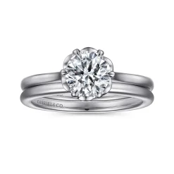 Discount Gabriel & Co. Tiona - 14K White Gold 6 Prong Round Diamond Engagement Ring