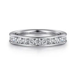 Sale Gabriel & Co. Toledo - 14K White Gold Channel Set Diamond Wedding Band - 0.75 ct