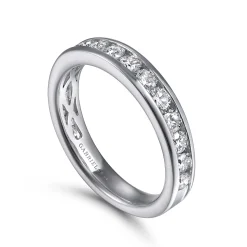 Best Gabriel & Co. Toledo - 14K White Gold Channel Set Diamond Wedding Band - 1 ct