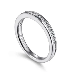 Best Gabriel & Co. Toledo - 14K White Gold Channel Set Diamond Wedding Band - 0.25 ct