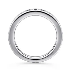 New Gabriel & Co. Toledo - 14K White Gold Channel Set Diamond Wedding Band - 1.5 ct
