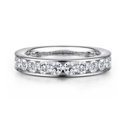 New Gabriel & Co. Toledo - 14K White Gold Channel Set Diamond Wedding Band - 1.5 ct