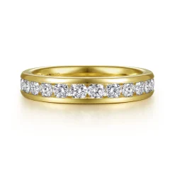 New Gabriel & Co. Toledo - 14K Yellow Gold Channel Set Diamond Anniversary Band - 1 ct