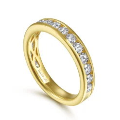 New Gabriel & Co. Toledo - 14K Yellow Gold Channel Set Diamond Anniversary Band - 1 ct