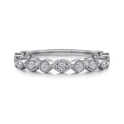 Discount Gabriel & Co. Toronto - 14K White Gold Marquise and Round Station Diamond Anniversary Band - 0.3 ct
