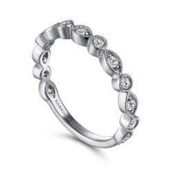 Discount Gabriel & Co. Toronto - 14K White Gold Marquise and Round Station Diamond Anniversary Band - 0.3 ct
