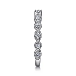 Discount Gabriel & Co. Toronto - 14K White Gold Marquise and Round Station Diamond Anniversary Band - 0.3 ct