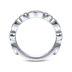 Sale Gabriel & Co. Toronto - 14K White Gold Marquise and Round Diamond Anniversary Band - 0.75 ct