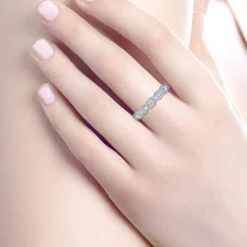 Sale Gabriel & Co. Toronto - 14K White Gold Marquise and Round Diamond Anniversary Band - 0.75 ct