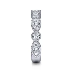 Sale Gabriel & Co. Toronto - 14K White Gold Marquise and Round Diamond Anniversary Band - 0.75 ct