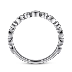 New Gabriel & Co. Toronto - Vintage Inspired 14K White Gold Marquise and Round Station Diamond Anniversary Band - 0.25 ct