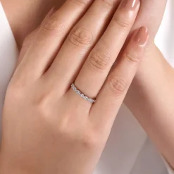 New Gabriel & Co. Toronto - Vintage Inspired 14K White Gold Marquise and Round Station Diamond Anniversary Band - 0.25 ct