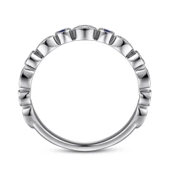 Online Gabriel & Co. Toronto - Vintage Inspired 14K White Gold Marquise and Round Station Diamond and Sapphire Anniversary Band - 0.11 ct
