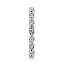 Best Gabriel & Co. Toronto - Vintage Inspired 14K White Gold Marquise and Round Station Diamond Eternity Band - 0.3 ct