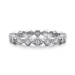 Best Gabriel & Co. Toronto - Vintage Inspired 14K White Gold Marquise and Round Station Diamond Eternity Band - 0.3 ct