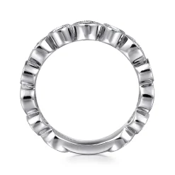 Online Gabriel & Co. Toronto - Vintage Inspired 14K White Gold Marquise and Round Station Diamond Anniversary Band - 1 ct