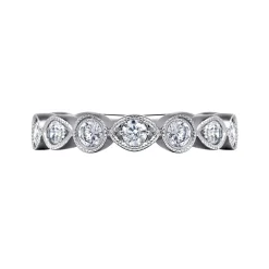Online Gabriel & Co. Toronto - Vintage Inspired 14K White Gold Marquise and Round Station Diamond Anniversary Band - 1 ct