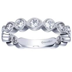 Online Gabriel & Co. Toronto - Vintage Inspired 14K White Gold Marquise and Round Station Diamond Anniversary Band - 1 ct