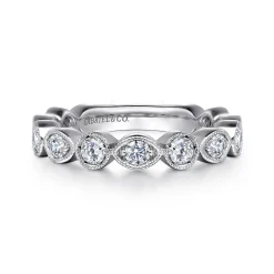 Online Gabriel & Co. Toronto - Vintage Inspired 14K White Gold Marquise and Round Station Diamond Anniversary Band - 1 ct