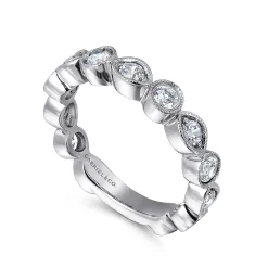 Online Gabriel & Co. Toronto - Vintage Inspired 14K White Gold Marquise and Round Station Diamond Anniversary Band - 1 ct