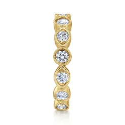 New Gabriel & Co. Toronto - Vintage Inspired 14K Yellow Marquise and Round Station Diamond Anniversary Band - 1 ct