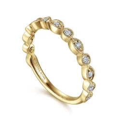 Online Gabriel & Co. Toronto - Vintage Inspired 14K Yellow Gold Marquise and Round Station Diamond Anniversary Band - 0.25 ct