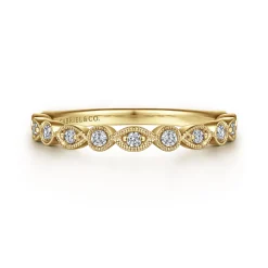 Online Gabriel & Co. Toronto - Vintage Inspired 14K Yellow Gold Marquise and Round Station Diamond Anniversary Band - 0.25 ct